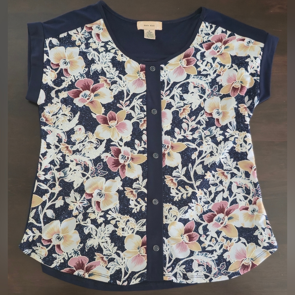 Diana Belle Women’s Medium Sleeveless Top | Floral Stretchy Embellished Blouse